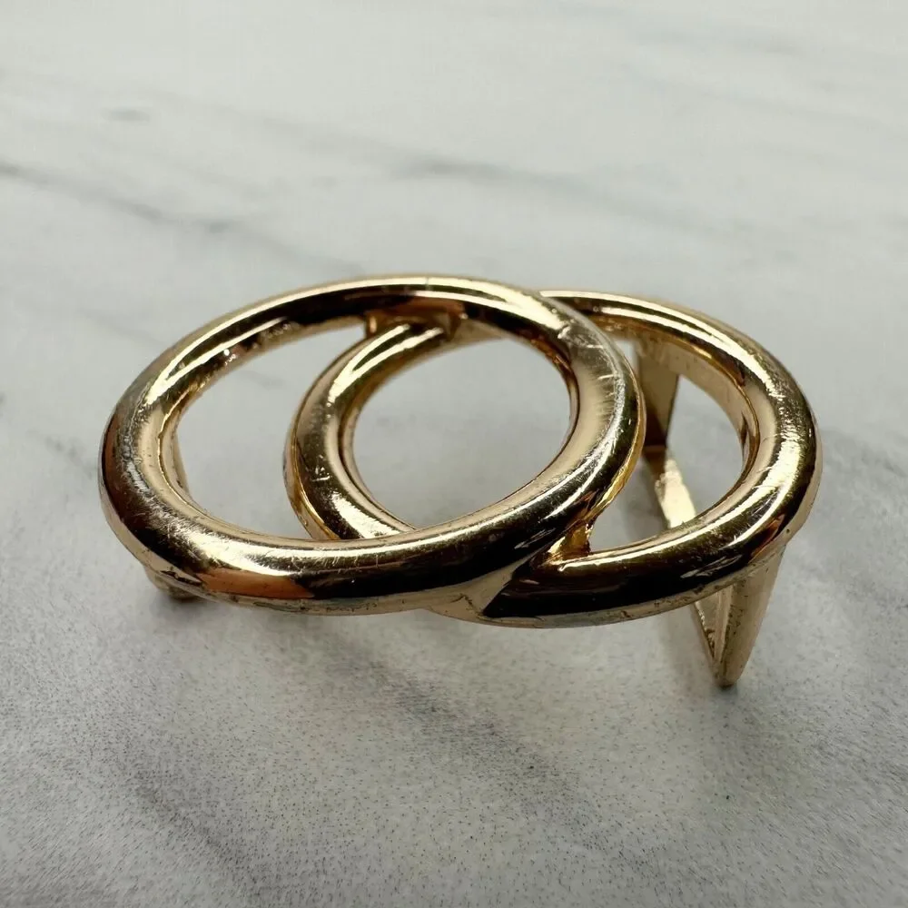Gold Tone Small Double Circle Belt Buckle